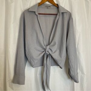 WISHLIST APPAREL Women’s Gray Long Sleeve Collar Tie Front Size Medium